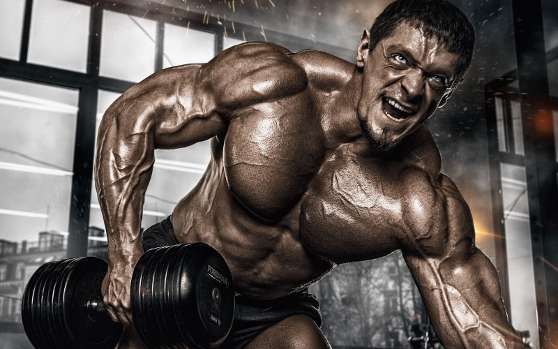 dumbbells, muscle, gym, pose, 2K, training, bodybuilder