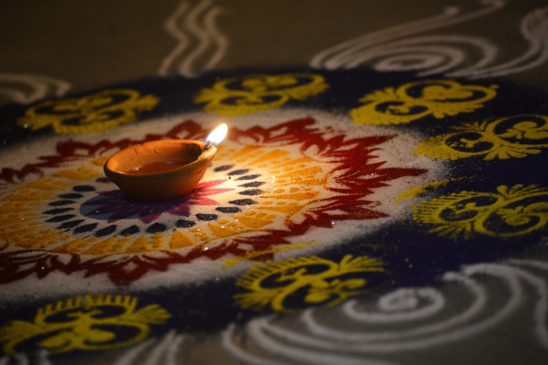 electric lamp, candle, flame, diwali, textile, lights, red, diya - oil lamp, oil lamp, celebration, pattern, fire, close-up, floral pattern, illuminated