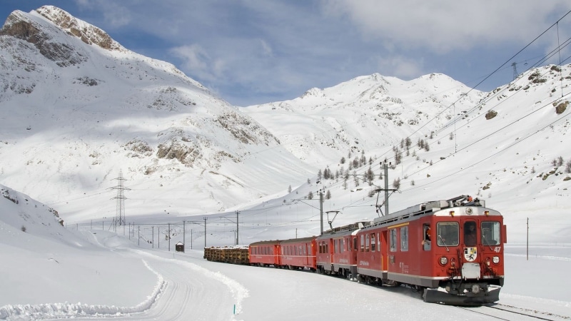 trees, men, nature, travel, outdoors, sky, clouds, train - vehicle, cold temperature, transportation, trail, daytime, mode of transportation, landscape