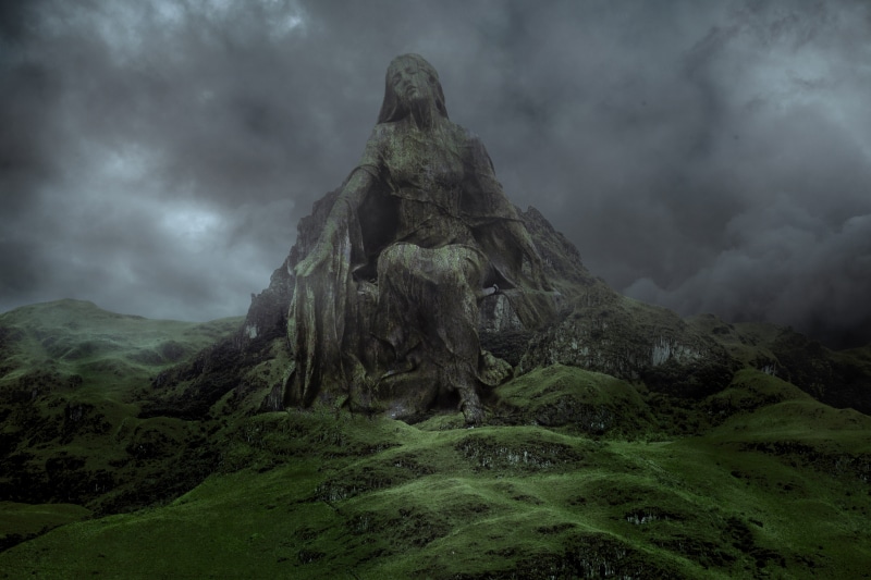geology, rock, mystical, no people, physical geography, environment, fantasy, non-urban scene, woman, beauty in nature, storm, sky, scenics - nature, photomontage