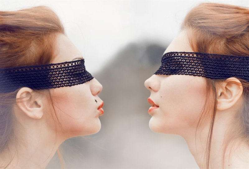 redhead, 1080P, photomontage, model, blindfold, women