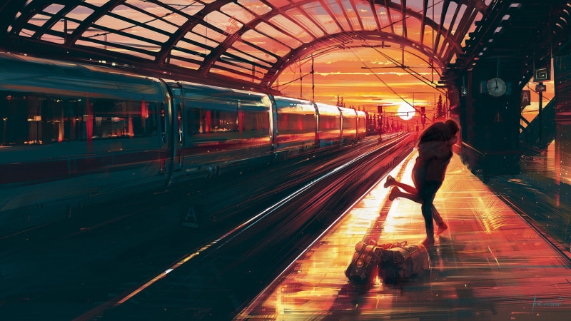 travel, outdoors, full length, standing, platform, digital art, lifestyles, architecture, women, real people, transportation, track, public transportation
