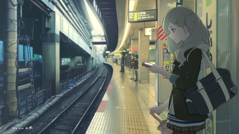 indoors, one person, real people, persona 5, railroad station platform, waiting, 1080P, travel, transportation, anime games, standing, Anime, incidental people