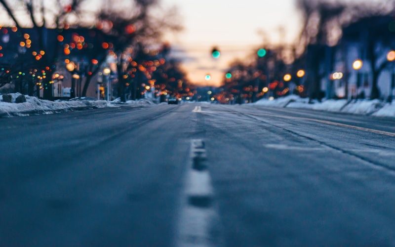 1080P, City, Winter, Bokeh, Street, Road, Lights