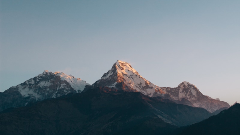 4K, Minimal, Sunrise, Nepal, Mountains, Himalayas, 4K, Annapurna Massif