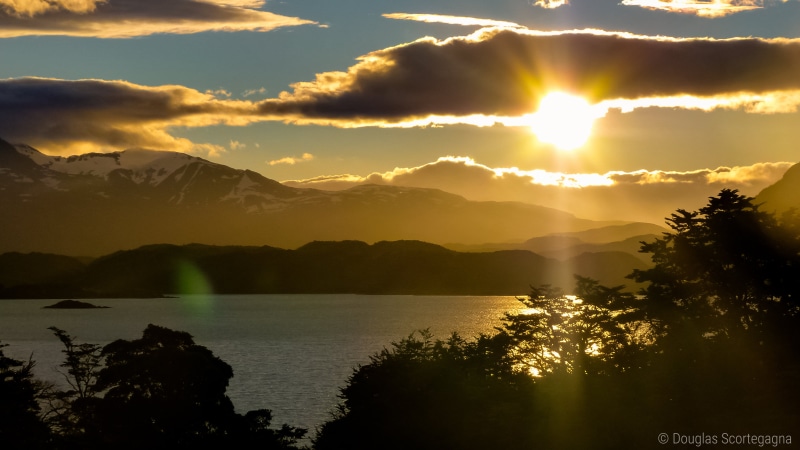 reflection, torres del paine, wild, scenics, golden, lake, sky, silhouette, orange  lake, sunlight, sun, color, adventure, hour, golden hour, trekking