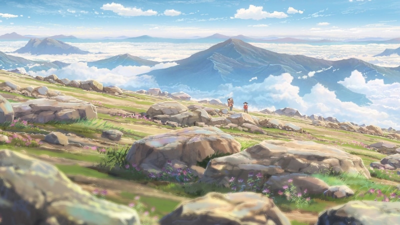 day, outdoors, mountains, Kimi no Na Wa, field, mountain, sky, plant, snowcapped mountain, beauty in nature, cloud - sky, physical geography, scenics - nature
