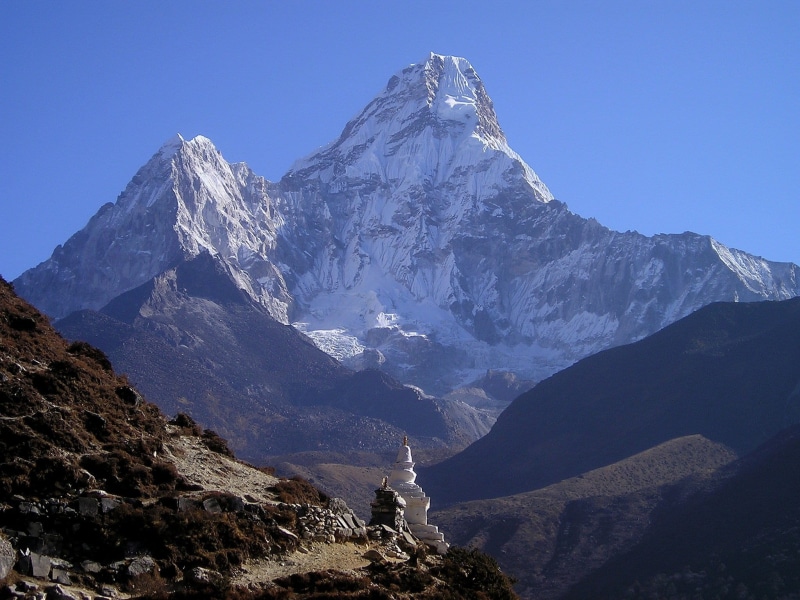 sky, mountain, mountain range, idyllic, clear sky, ama dablam, cold temperature, nature, 1080P, everest, snow, no people, formation, winter, outdoors