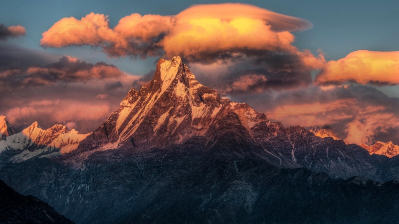no people, 4K, sky, tranquil scene, geology, asia, mountain range, formation, nature, cloud, landscape, mountain peak, non-urban scene, solid, snowcapped mountain