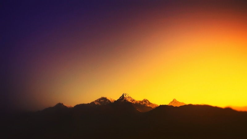 mountains, sunlight, Himalayas, landscape, Nepal, blurred, 4K