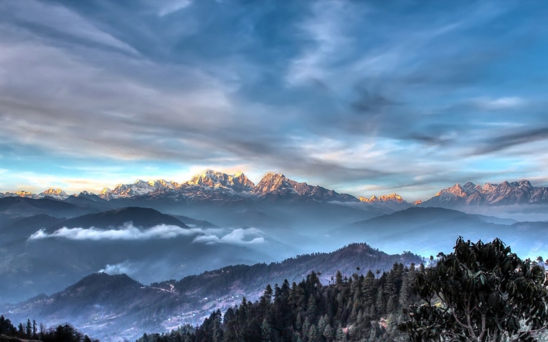 snowy peak, clouds, fog, mountain, non-urban scene, cloud - sky, environment, sky, mountain range, mountains, beauty in nature, 1080P, mountain peak, idyllic