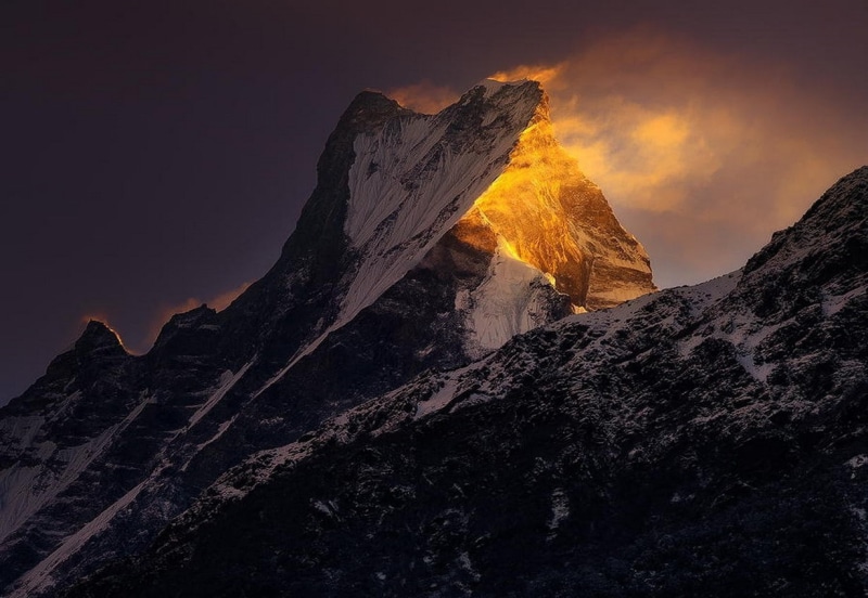 sunlight, mountains, nature, Himalayas, snowy peak, wind, Nepal, landscape, summit, 480P