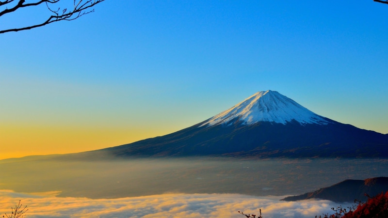 horizon, highland, mount fuji, 4K, dawn, morning, stratovolcano, mountain, atmosphere, nature, mount scenery, volcano, japan, sky, mountainous landforms
