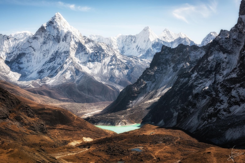 scenics - nature, nature, ice, sky, beauty in nature, snow, mountain, tranquility, glacier, formation, water, mountain range, Nepal, winter, cold temperature
