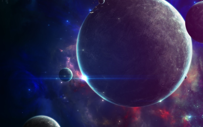 supernova, blue, science, planet, satellite View, night, astrology, galaxy, moon, dark, 2K, fantasy, eclipse, astronomy Telescope, illustration, shiny