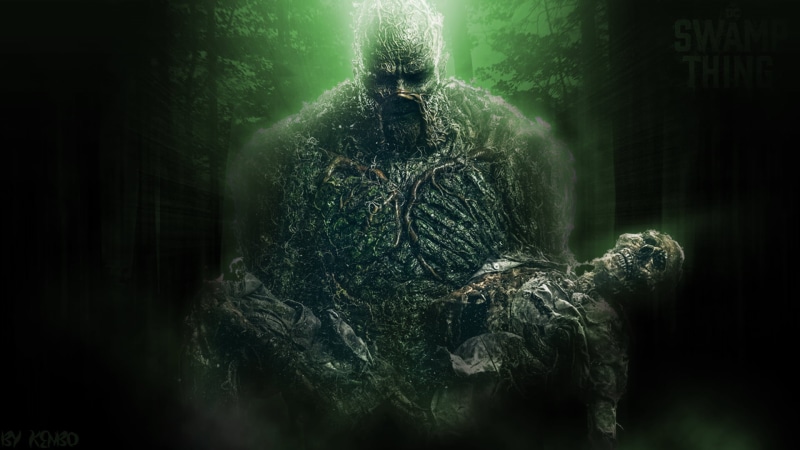 Swamp Thing, TV, Vertigo, dceu, green background, DC Comics, DC Universe, artwork, Warner Brothers, Alan Moore, comic books, Injustice Gods among us, fantasy art