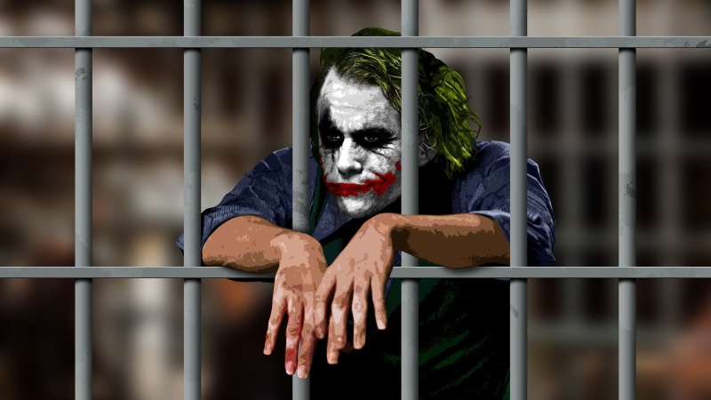 1080P, real people, security Bar, heath, full length, art, punishment, one Person, railing, Joker, looking, artwork, portrait, Batman, green hair, spooky