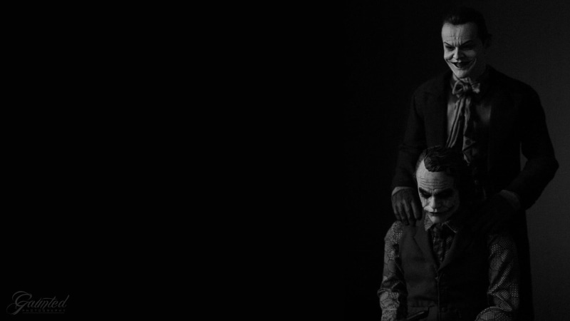 Batman, ledger, heath, Christopher Nolan, three quarter length, nightlife, copy space, studio shot, sadness, illustration, Joker, black background, emotion