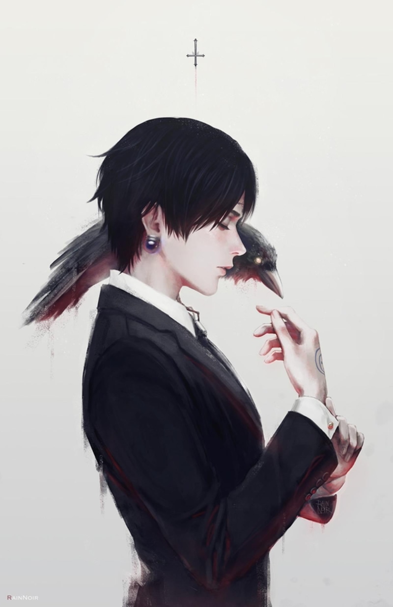 arts culture and entertainment, raven, women, performance, Chrollo Lucifer, long hair, hairstyle, portrait, one person, child, offspring, childhood, side view