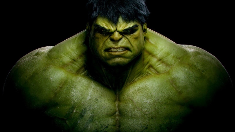 anger, Hulk, cut out, marvel, shirtless, masculinity, chest, illustration, men, indoors, strength, muscular build, black background, front view, adult