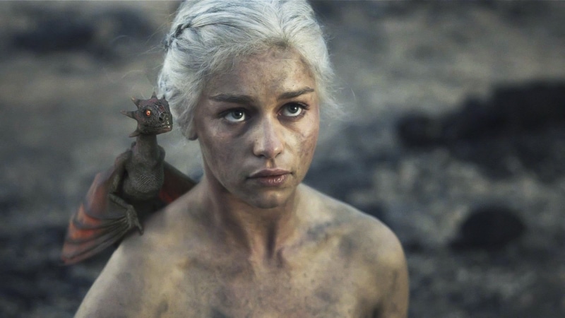 Dragon, close-up, shirtless, hairstyle, front view, TV Show, looking at camera, Emilia Clarke, Daenerys Targaryen, emilia, young adult, headshot, beauty