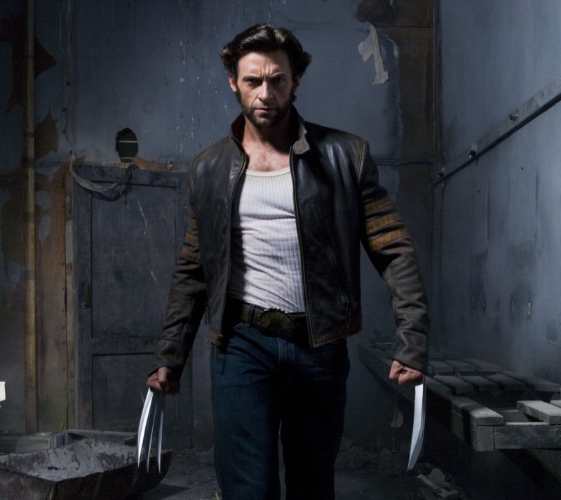 hands in pockets, facial hair, one person, standing, indoors, men, X-Men, mid adult, front view, dirty, three quarter length, portrait, claws, Hugh Jackman