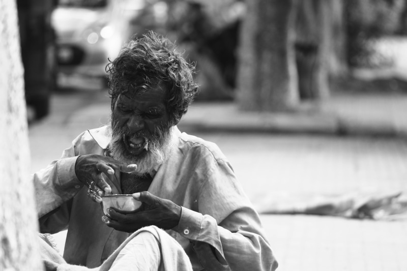 lifestyles, drink, glass, eat, real people, men, cup, refreshment, dirty, mature men, bowl, day, drinking, senior adult, Indian, water, hunger, Poor, holding