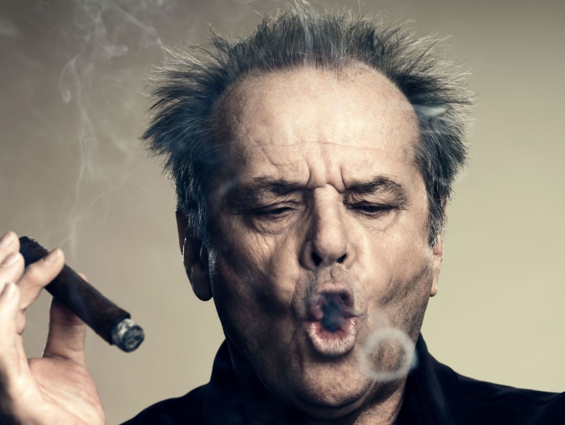 displeased, facial Expression, bad habit, front view, studio shot, cigar, social issues, adult, cigarette, color Image, senior Adult, aging Process, frowning