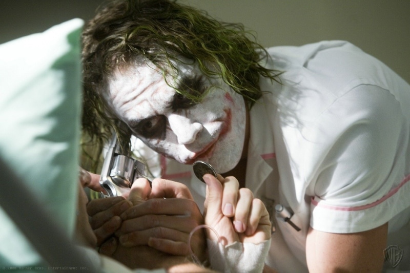 hand, human body part, females, Heath Ledger, law, 720P, screenshot, The Dark Knight, Batman, indoors, portrait, Joker, still, adult, social issues, women