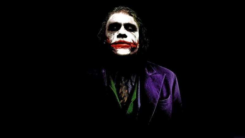 black background, The Dark Knight, Batman, black, Joker, simple background, DC Comics, 1080P, Heath Ledger