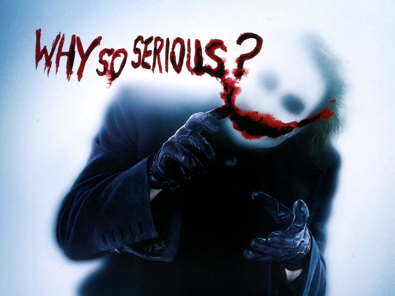 Joker, one person, 720P, red, graffiti, fear, clothing, communication, casual clothing, human body part, adult, emotion, text, indoors, Batman Begins