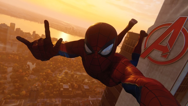 communication, people, 4k, orange color, built structure, superheroes, men, architecture, leisure activity, spiderman ps4, spiderman, sunset, gesturing