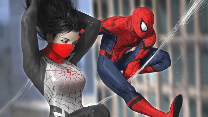 spiderman, gwen stacy, superheroes, artstation, digital art, artwork, 1080P, hd
