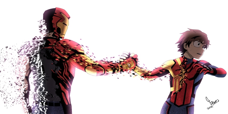 artwork, 4k, deviantart, superheroes, hd, iron man, spiderman, 2K, avengers infinity war, artist, anime, digital art
