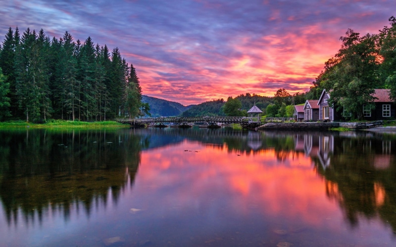 standing water, orange color, romantic sky, tranquility, sunset, idyllic, cloud - sky, laptop backgrounds nature images 1920x1200, nature, reflection lake