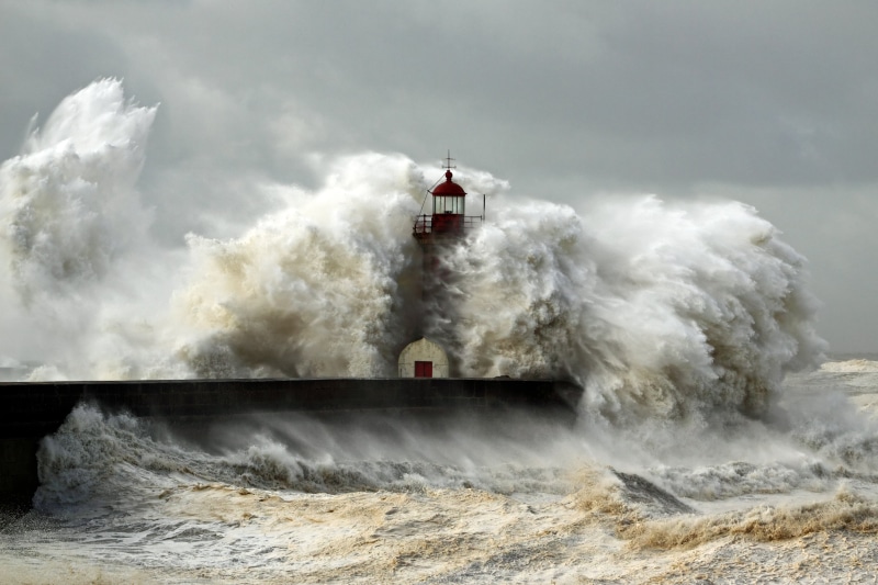 beauty in nature, environment, tsunami, sky, large, element, wind, building exterior, nature, hitting, 2K, porto District - Portugal, hurricane - Storm