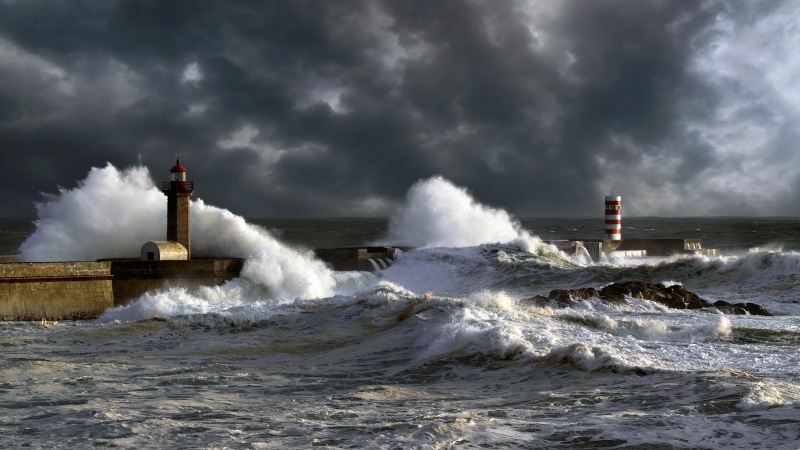 natural Disaster, day, storm, landscape, warning Sign, tower, hitting, blue, cyclone, disaster, flowing, waters Edge, 4K, awe, splashing, dramatic Sky