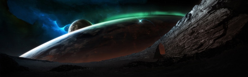 mountain peak, star - space, sky, space, no people, travel destinations, scenics - nature, multiple display, digital art, planet earth, night, 2K, landscape