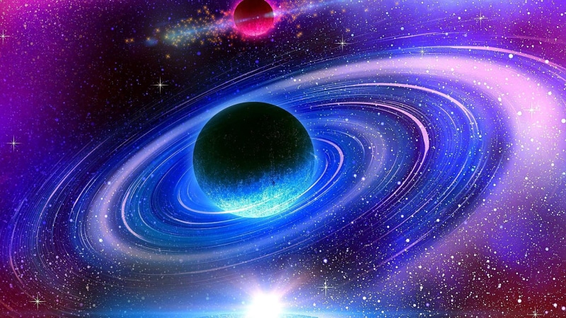 1080P, fantasy art, univers, stars, planet, planetary ring, ringed planet, space art