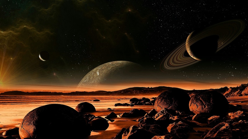 4K, astronomical object, outer space, space, planet, landscape, darkness, universe