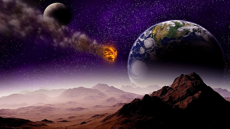 earth, fantasy art, 1080P, asteroid, universe, meteorite, meteor, space art