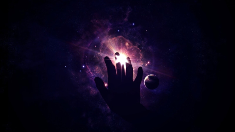hands, night, illuminated, human hand, glowing, 1080P, nature, outdoors, artwork, space art, people, burning, universe, human body part, space, light - natural phenomenon