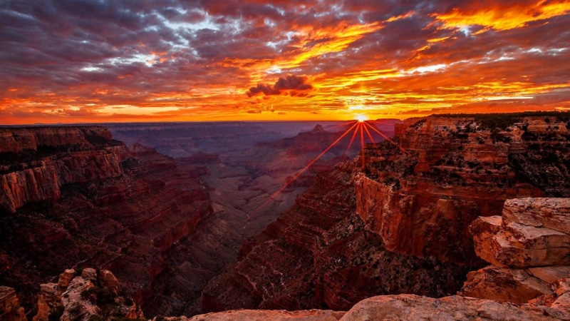 Sunset, Canyon, Sunrise, 1080P, Grand Canyon, Earth