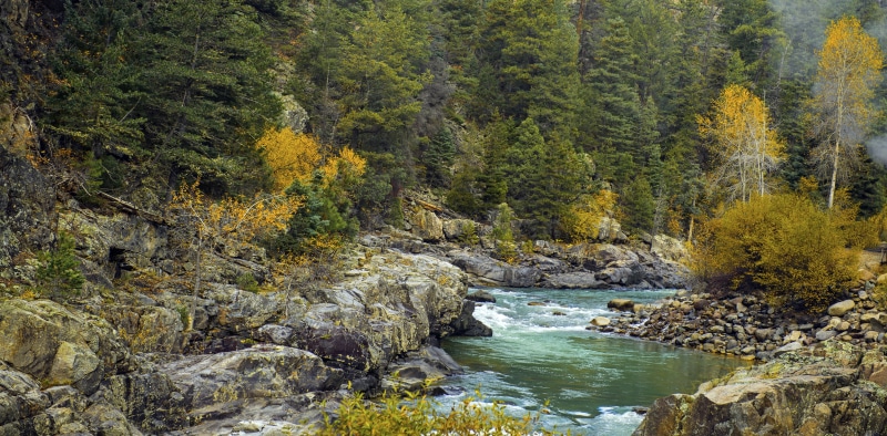 trees, water, colorado  river, Canyon, mountain, waterfall, daytime, rock - Object, animas, body, green, river, body of water, near, scenics, forest, stream