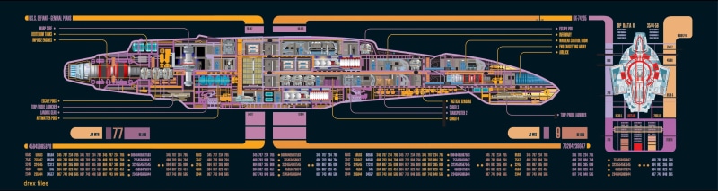 2K, multiple display, Star Trek, blueprints, spaceship, Deep Space 9, USS Defiant