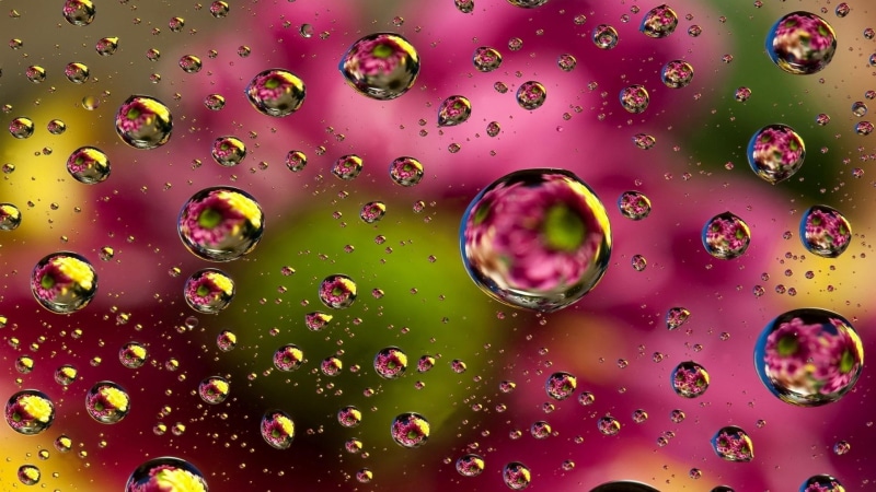 water, macro photography, magenta, water drops, close up, circle, colorful, 1080P, liquid bubble, drop