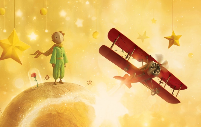 enjoyment, air vehicle, boys, Movie, men, holding, digital composite, one person, The Little Prince, side view, 1080P, females, innocence, child, sky