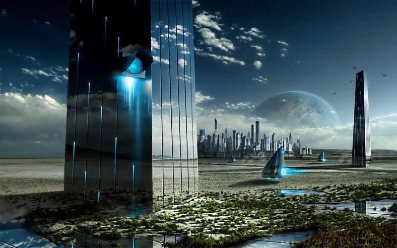 digital composite, sea, tourism, architecture, day, motion, skyscraper, water, long exposure, office building exterior, travel destinations, built structure