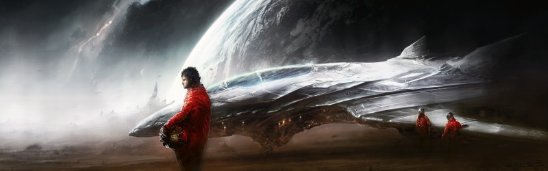 futuristic, splashing, fantasy, motion, spaceship, science fiction, water, waterfall, digital, outdoors, gray, red, near, people, nature, artwork, panoramas