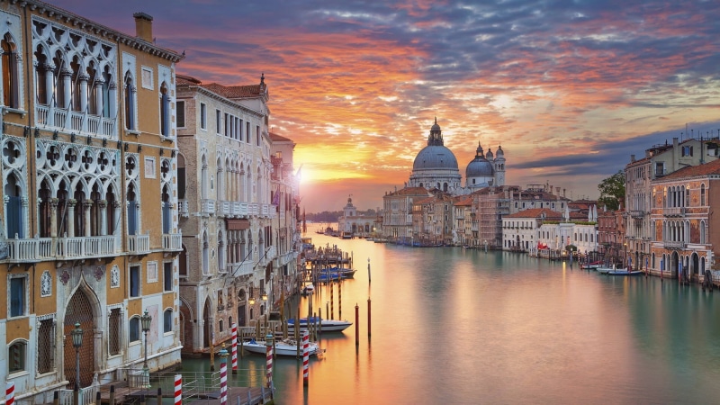 place of worship, veneto, built Structure, travel, night, dusk, romance, reflection, clouds, cathedral, gondola, vacations, architecture, church, canal